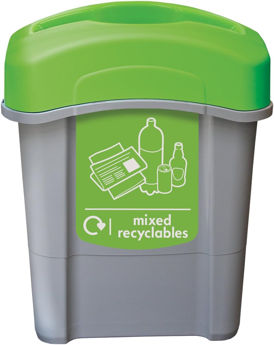 Glasdon Eco Nexus 60 Mixed Recycling Bin (Grey, Green Sticker) 60