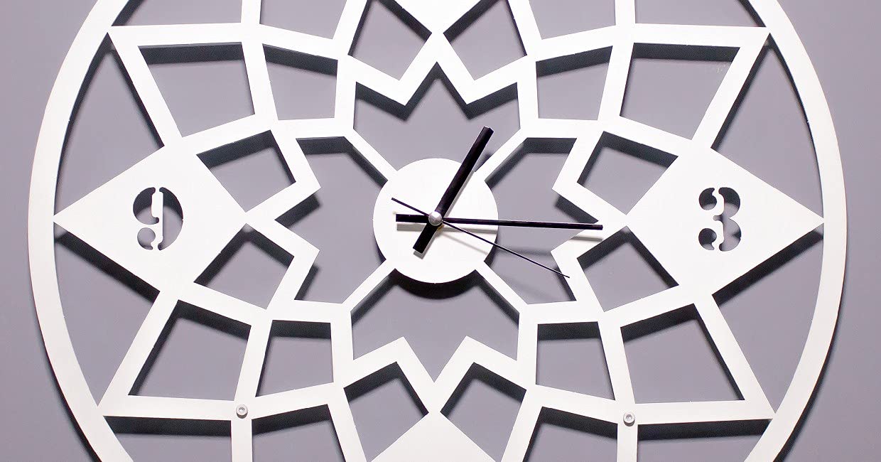 Homemania Wall Clock for Entrance, Living Room – White Metal, 50 x 0.15 x 50 cm, 50 X 0.15 X 50cm