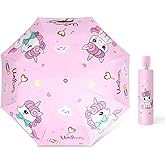 Hannstar Automatic Kids Umbrella, Folding Telescopic Toddler Umbrella for girls & boys, UV/Sun Protection - Strong and Portable - Compact, Durable, Lightweight Cute Kitty Brolly