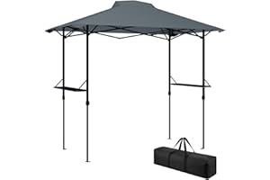 Outsunny 5 x 8.5 ft Pop Up Grill Gazebo with 2 Side Shelves, UPF 50+ Pop Up Canopy Tent Outdoor Instant BBQ Canopy Portable S