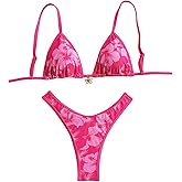 BEAUDRM Women's Two Piece Bathing Suit Floral String Bikini Set Triangle Swimsuit