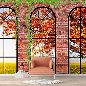 Wall Murals for Bedroom Vies from French Window Design Removable Wallpaper Peel and Stick Wall Stickers - 66x96 inches