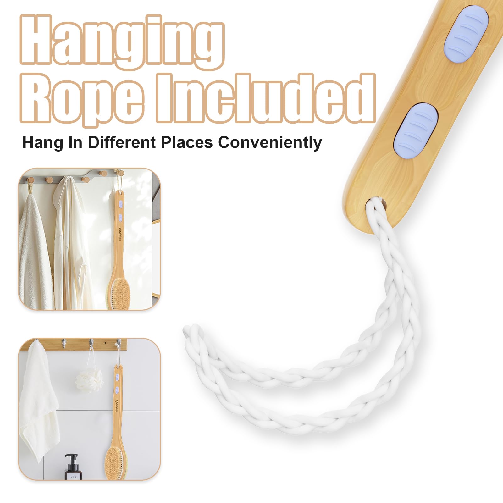 Back Scrubber for Shower,Bath Brush with Long Handle,Bath Brush Body Exfoliator for Wet or Dry Brushing,Men and Women (Blue)