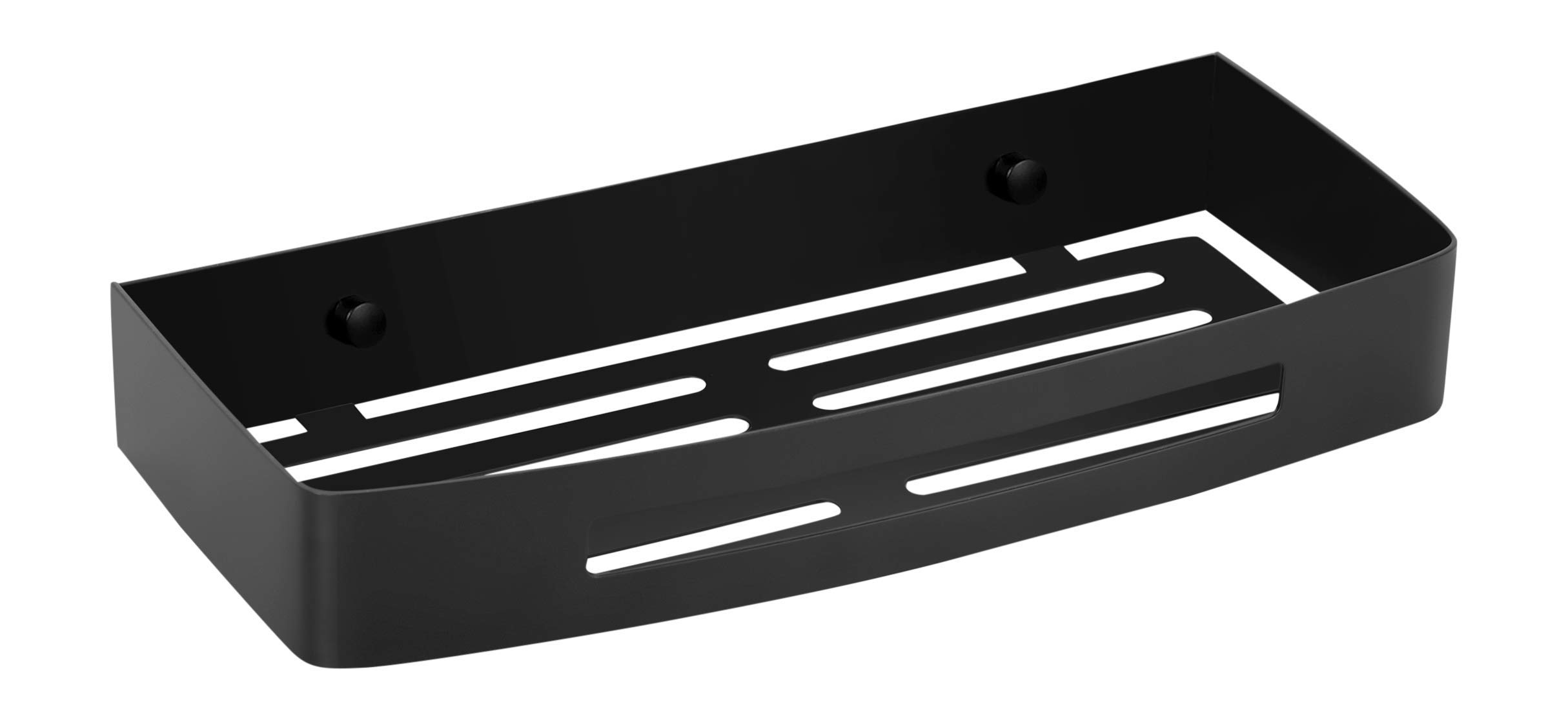 Ambrosya | Exclusive shower basket made of stainless steel | Bathroom shelf, shower shelf, shower shelf, corner shelf, holder, basket, shelf, wall shelf (stainless steel (black), 1 level)