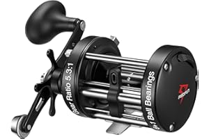 Piscifun Chaos XS Baitcasting Fishing Reel, Reinforced Metal Body Round Baitcaster Reel, Smooth Powerful Saltwater Inshore Surf Trolling Reel, Conventional Reel for Catfish, Musky, Bass, Pike