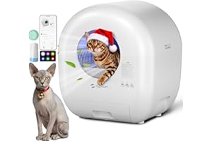 EYESUN Self Cleaning Litter Box,76L Automatic Cat Litter Box Self Cleaning with APP Control,Low Noise,Safety Protection,Roll Garbage Bags,Deodorizer and Cleaning Brush for Multiple Cats