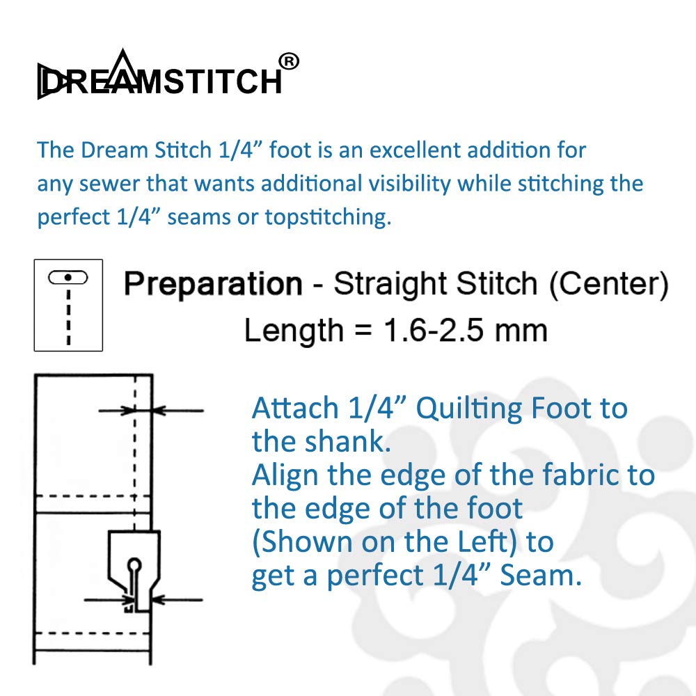 SA125, ESG-QF 1/4 inch Snap On Quilting Patchwork Presser Piecing Foot for Babylock,Brother,Elna,Simplicity,Singer Sewing Machine ALT : XA3805021,076838, 492110-20, BL37-QF, BL66-QF