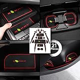 BeHave Autos Car Door Slot Pads Fit for Toyota Camry 2018, 21 Pieces Camry Interior Accessories Silicone Cup Holder Pads Anti Dust Armrest Box Mats Storage Mats, Non-Slip mat Interior Groove Mat(Red)