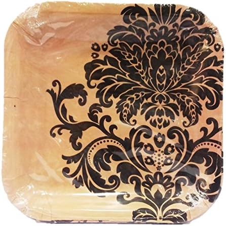 Balloons 10" Square Black D mask Disposable Paper Plates - 10ct