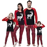 YIJIU Christmas Pajamas Cute Deer Print Long Sleeve Totem PJS Set