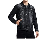 RANMCC Men's Stretch Vintage Washed Denim Jacket