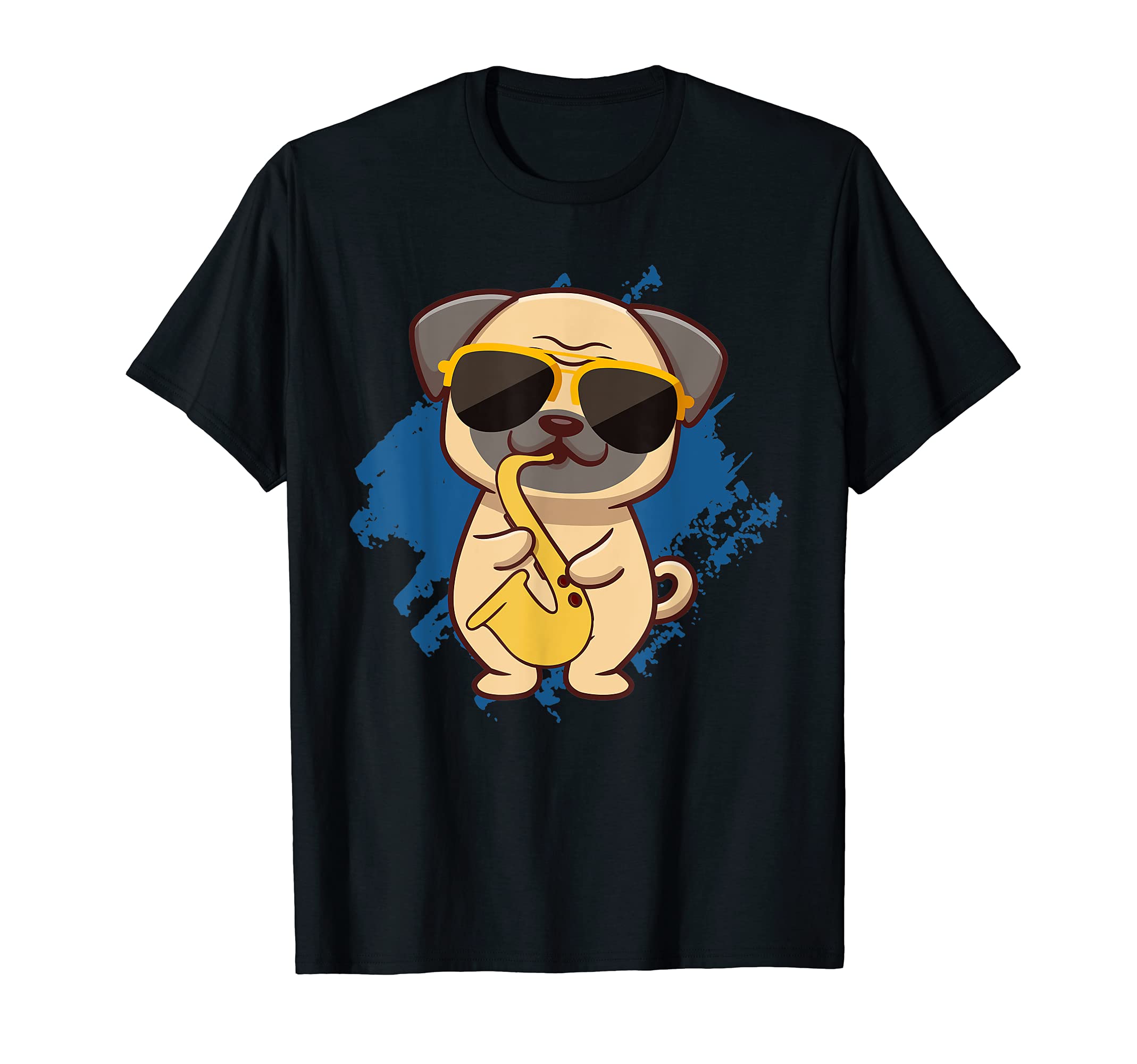 Pug Paws Jazz Metal Wind Instrument Classic Saxophone Music T-Shirt