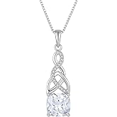 Lwsary Infinity Celtic Knot Necklace 925 Sterling Silver Irish Pendant Princess Cut Birthstone Jewelry for Women