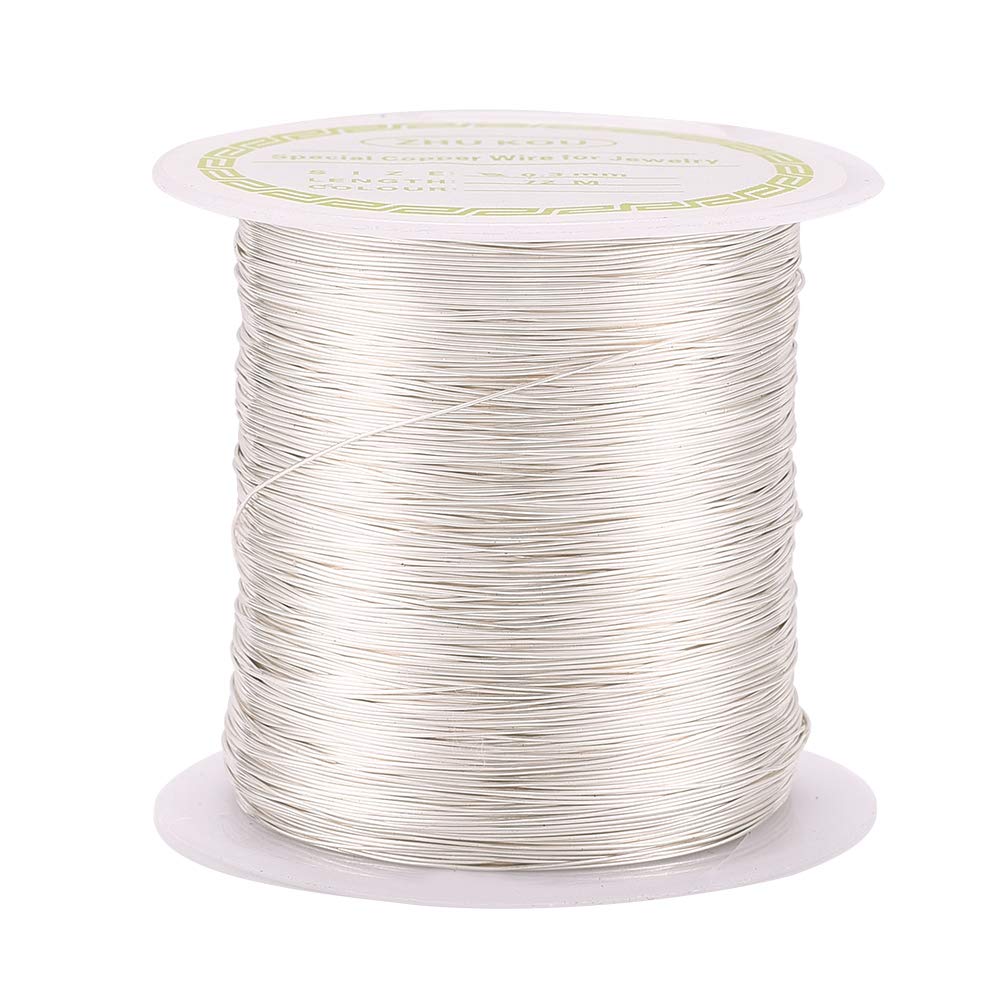 Beadthoven 28Gauge/0.3mm Tarnish Resistant Copper Wire 236 Ft/72M Bendable Metal Wires Silver for Jewelry Wrapping Beading Sculpture Crafts