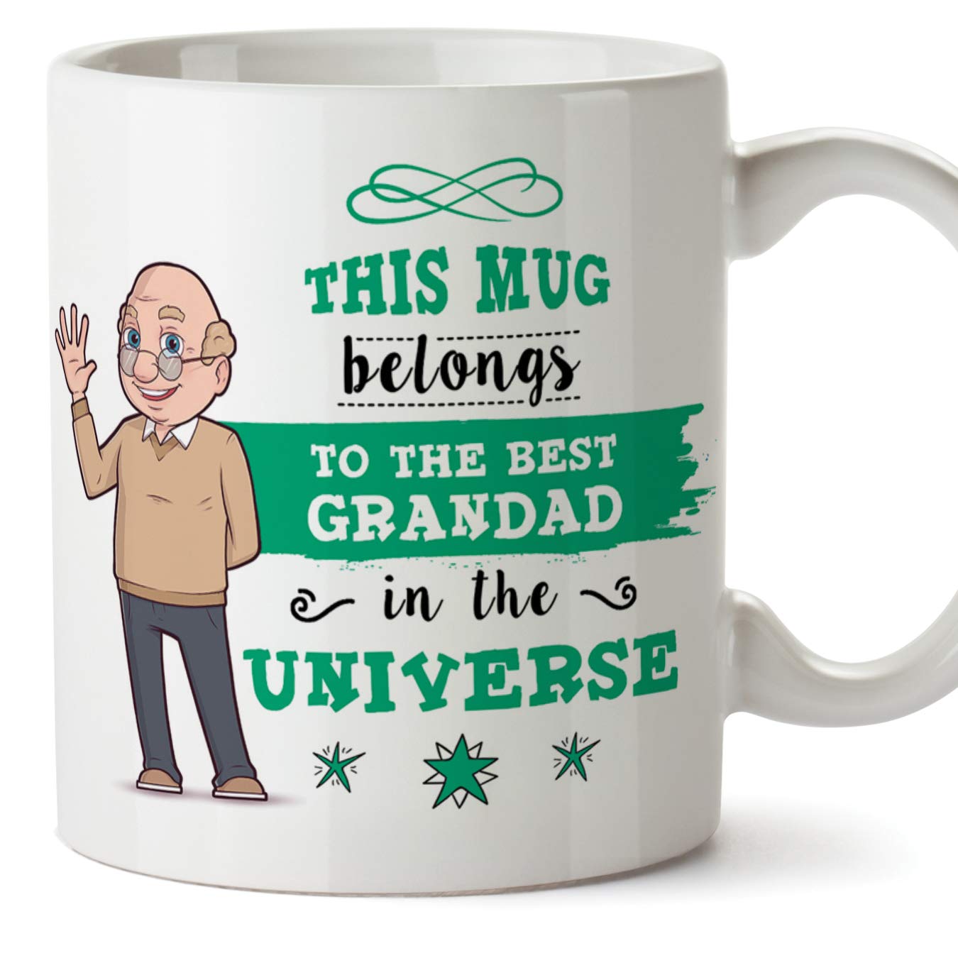 MUGFFINS Grandad Mug - Best Grandad in The Universe - Coffee Grandpa Mug for Breakfast Birthday Present for Grandfathers/Ceramic 11 oz