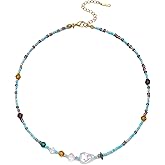 S.J JEWELRY Beaded Necklaces for Women Colorful Seed Bead Necklace Boho Necklaces for Women Beach Necklaces Summer Necklace Choker for Women Stainless Steel 18K Gold Plated