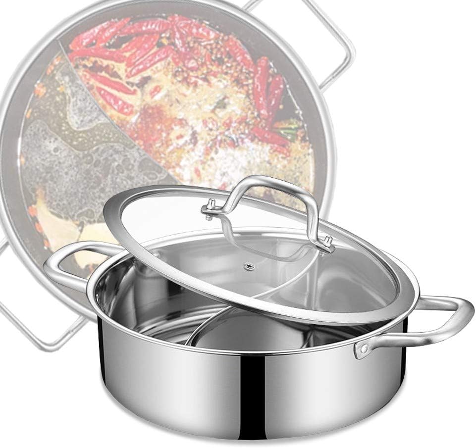 Amazon.com: Dual Sided Hot Pot Shabu Shabu With Divider Stainless Steel