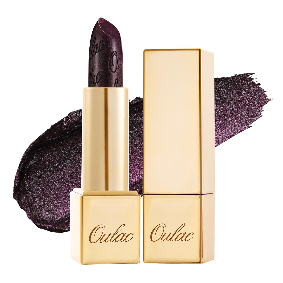 Oulac Halloween Black Lipstick for Women, Black with Raspberry Shimmer, High-Impact Lipcolor with Moisturizing Creamy Formula, Vegan & Cruelty-Free, Midnight Mirage (21)