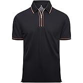 SAMERM Mens Zipper Golf Shirts Short Sleeve Casual Polo Shirts Moisture Wicking Solid Golf Shirt Fashion