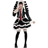 OSIAS Women Gothic Lolita Style Celestia Ludenberg Cosplay Costume with Layered Skirt and Shiny Tie