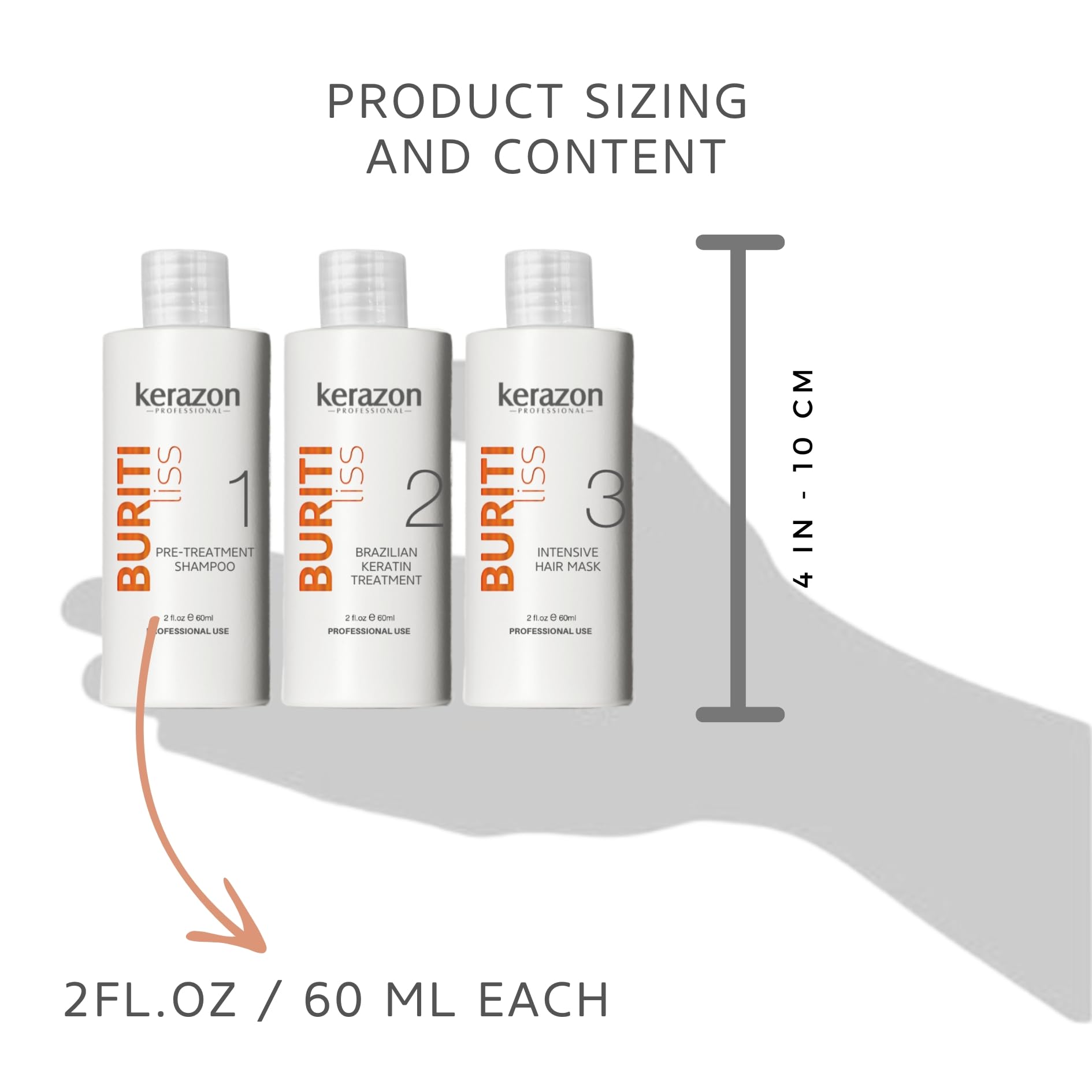 KERAZON Brazilian Keratin Treatment Buriti Liss Kit 2oz/60ml - At Home Keratin Treatment Smoothing and Straightening - Keratina para Alisar el Pelo - For All Hair Types