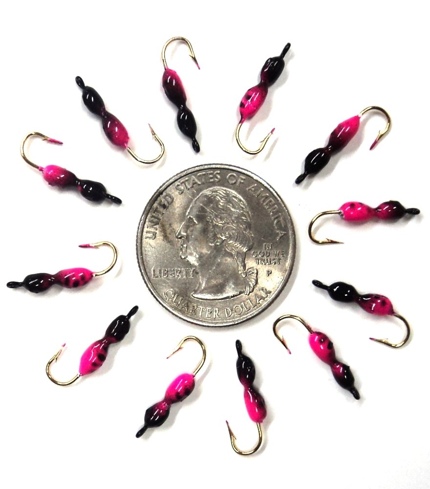 Jij150 ピンク ブラックw Jon サイズ10フック Iceジグ Antスタイル B00j5qz352 ブラックスケールカラー S 12パック ルアー 100 本物