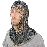 Armory Replicas Medieval Chainmail Coif Armor, Mild Steel, 18.75 Inches Silver