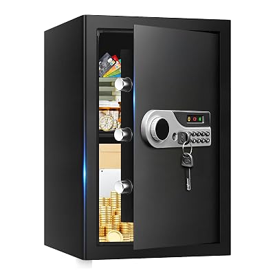 3.3 Cuft Fire Proof Safes for Home Use, Anti-Theft Digital Safe Box with Programmable Keypad & Spare Keys, Fireproof Waterproof Safe for Documents Money Medicine Valuables