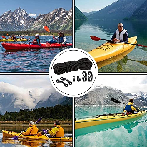 Kayak Deck Rigging Kit 8 Feet Bungee Cord with Bungee Cord Ends Hooks and Tie Down Pad Eye with