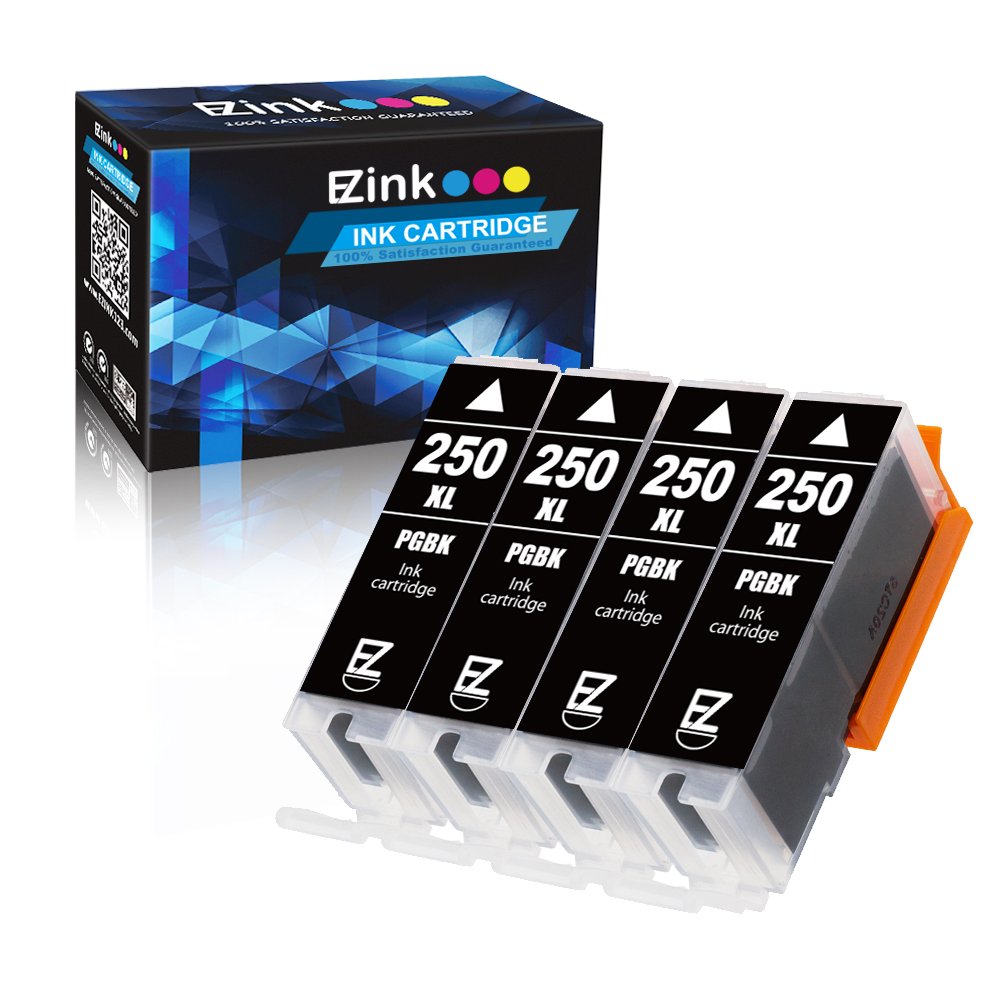 E-Z Ink (TM) Compatible Ink Cartridge Replacement for Canon PGI-250XL PGI 250 XL to use with PIXMA MX922 MX722 MG5420 MG5520 MG5620 MG6320 MG6420 MG6620 MG7120 MG7520 iP8720 (Large Black) 4 Pack