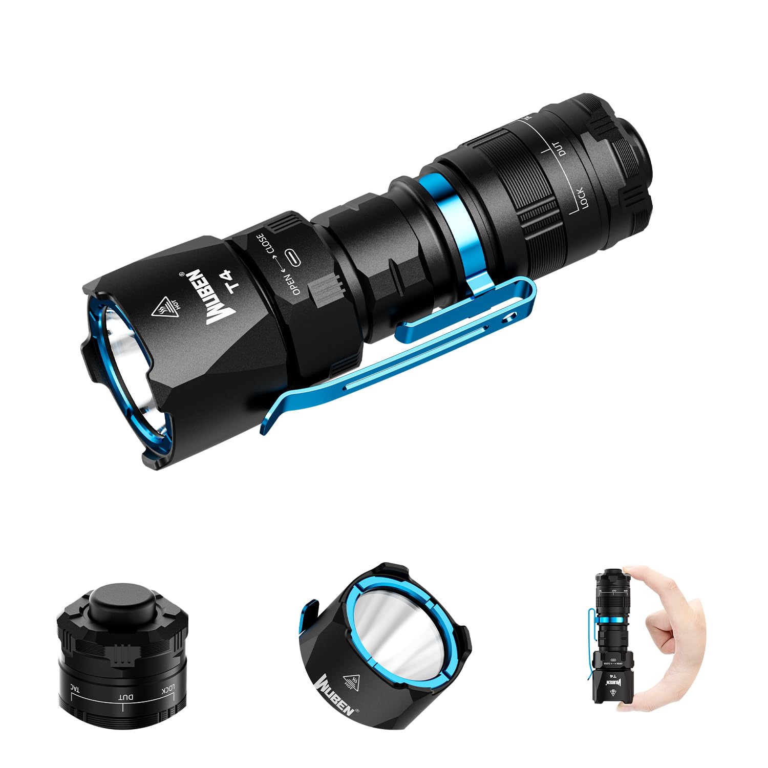 Photo 1 of WUBEN T4 Tactical Flashlight Rechargeable, EDC Flashlight 850 High Lumen, 1315ft Long Throw Flash Light, IP68 Waterproof Camping Flashlight for Home, Inspection, Emergency, Work
