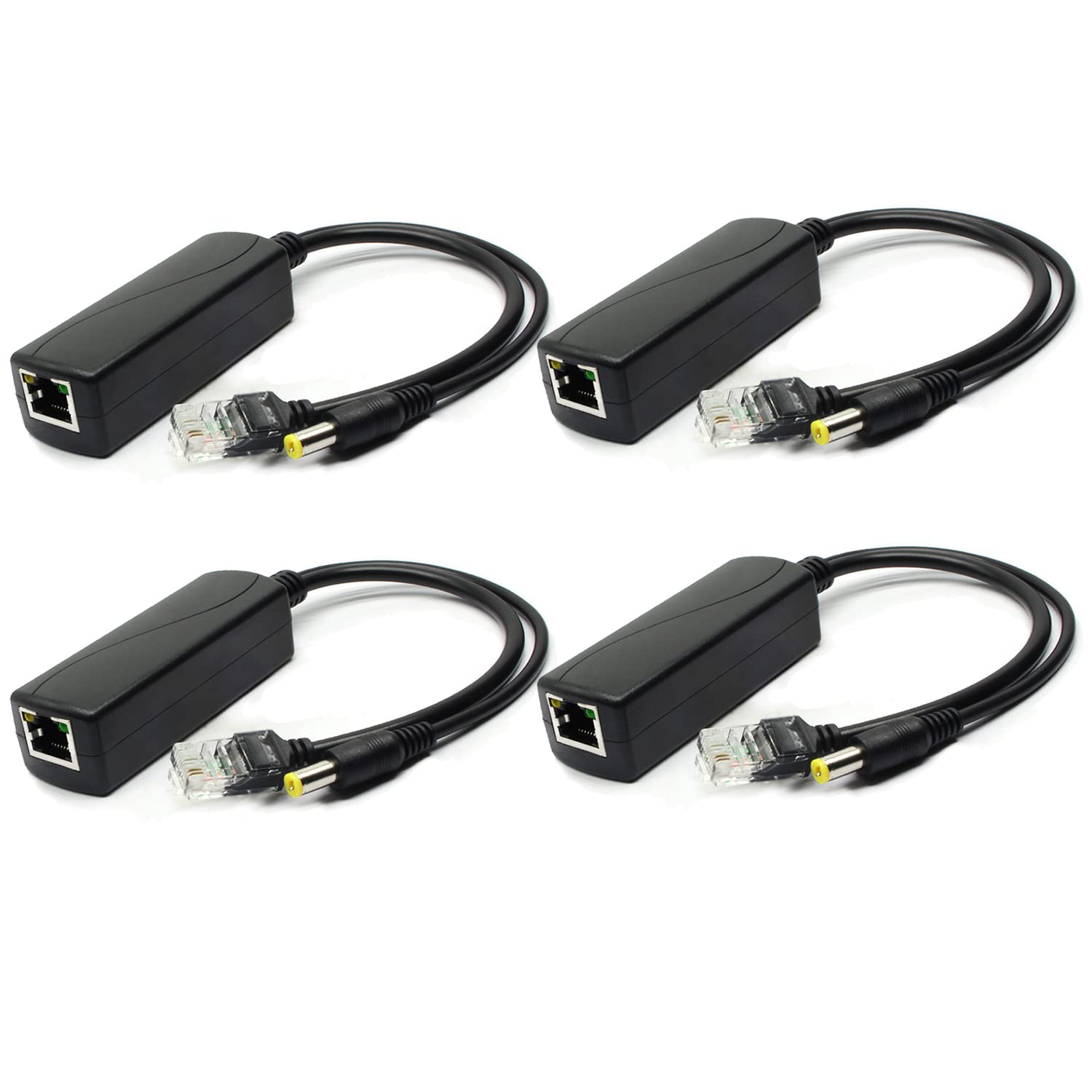 ANVISION 4-Pack 12V PoE Splitter, IEEE 802.3af Compliant, for IP Camera AP Voip Phone and more