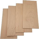 Cherry Wood 4 Pack Hardwood Project Board Blanks, 12 x 6 x 1/4 inches, Unfinished Lumber Planks for DIY Crafts, Carving, Laser Engraving or Scroll Saw - Thin Wood