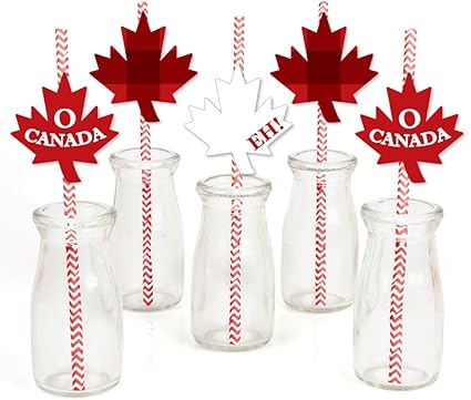 Amazon Com Canada Day Paper Straw Decor Canadian Party