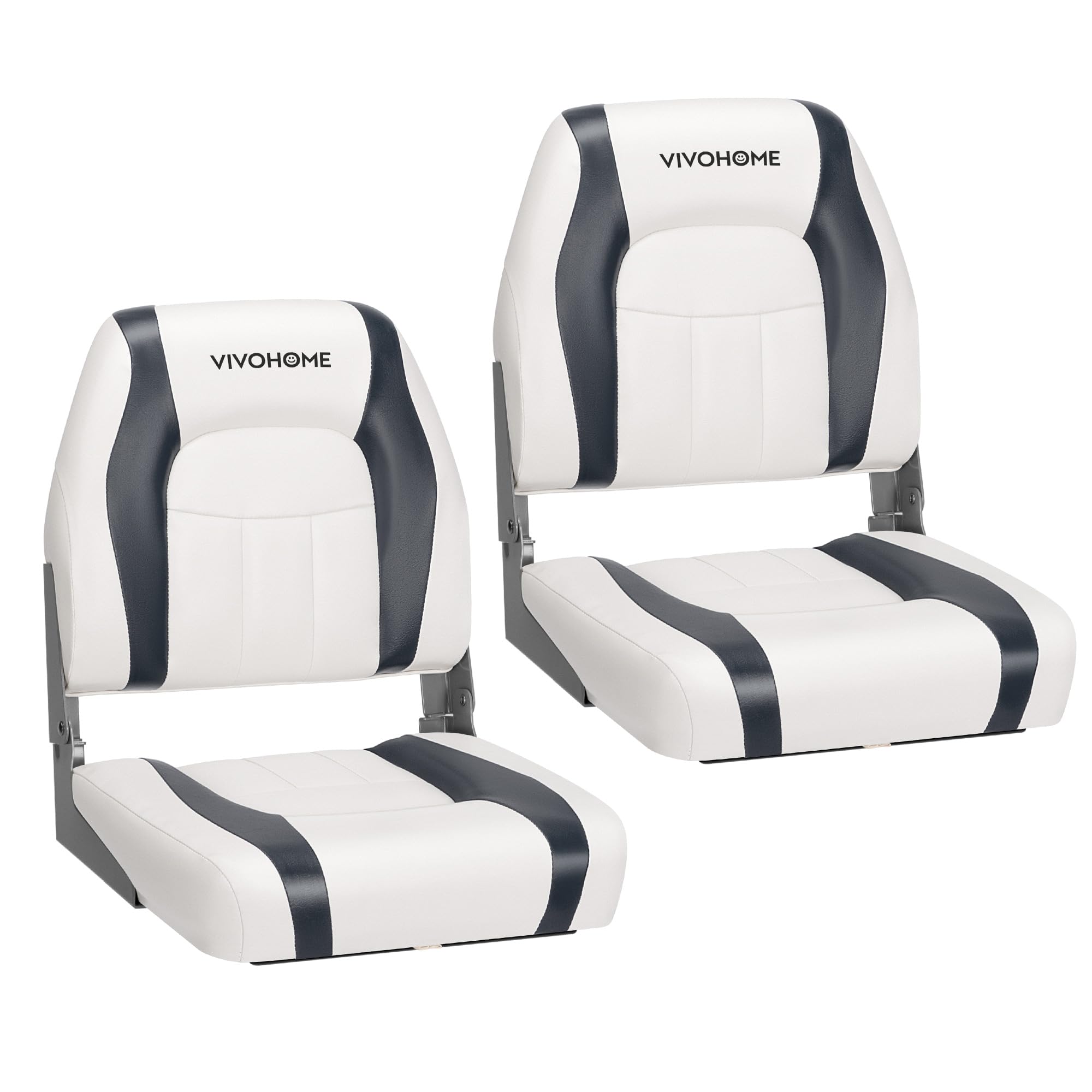 Photo 1 of ***1 PCS ONLY***
VIVOHOME Folding Low Back Boat Seats 2 Pack, Waterproof Boat Captain Chairs, 4 Mounting Screws Included, White and Gray
