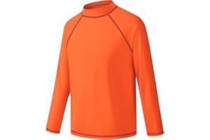 BIGANT Boys Rash Guard Swim Shirt Long Sleeve UPF 50+ Sun Protection Kids Girls Youth Fishing Water Beach UV SPF Swimwear Quick Dry