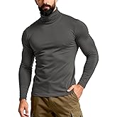 Mens Turtleneck Long Sleeve Shirts Thermal Base Layer T-Shirts Pullover Top Lightweight Undershirt
