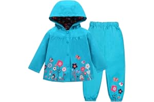LZH Girl Baby Kid Waterproof Hooded Coat Jacket Outwear Suit Raincoat Hoodies with Pants