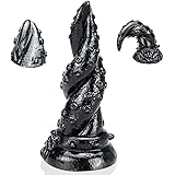 Black Anal Suction Cup Dildo, Ultra-Soft Suction Dildo for Women Men Gay Hands-Free Play, Lifelike Large Adult Toys, 7 inch B