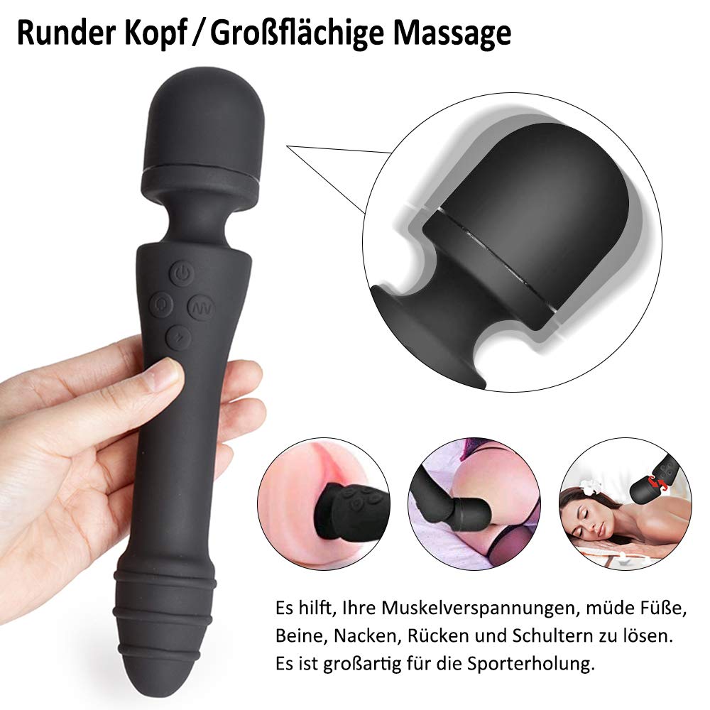 AUPLAY Heizung Magic Wand Massagestab, Silikon Vibratoren für sie Klitoris und G-Punkt Stimulator, handheld massager mit Dual Motor,Körpermassager für Nacken Schulter Arme und Beine Körper Fuß, 7 Modi