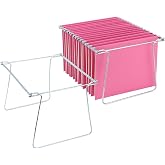 VZCPYTPM 2 Packs Hanging File Folder Frame,Heavy Duty Steel Hanging File Organizer,File Cabinet Rails,Adjustable 11 to 17.4 Inches,Mountable
