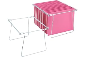 VZCPYTPM 2 Packs Hanging File Folder Frame,Heavy Duty Steel Hanging File Organizer,File Cabinet Rails,Adjustable 11 to 17.4 Inches,Mountable