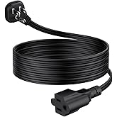 6Ft Flat Plug Short Extension Cord, 90-Degree Plug Low Profile Power Adapter, 3-Prong Indoor Grounded Small Extension Cord Bl
