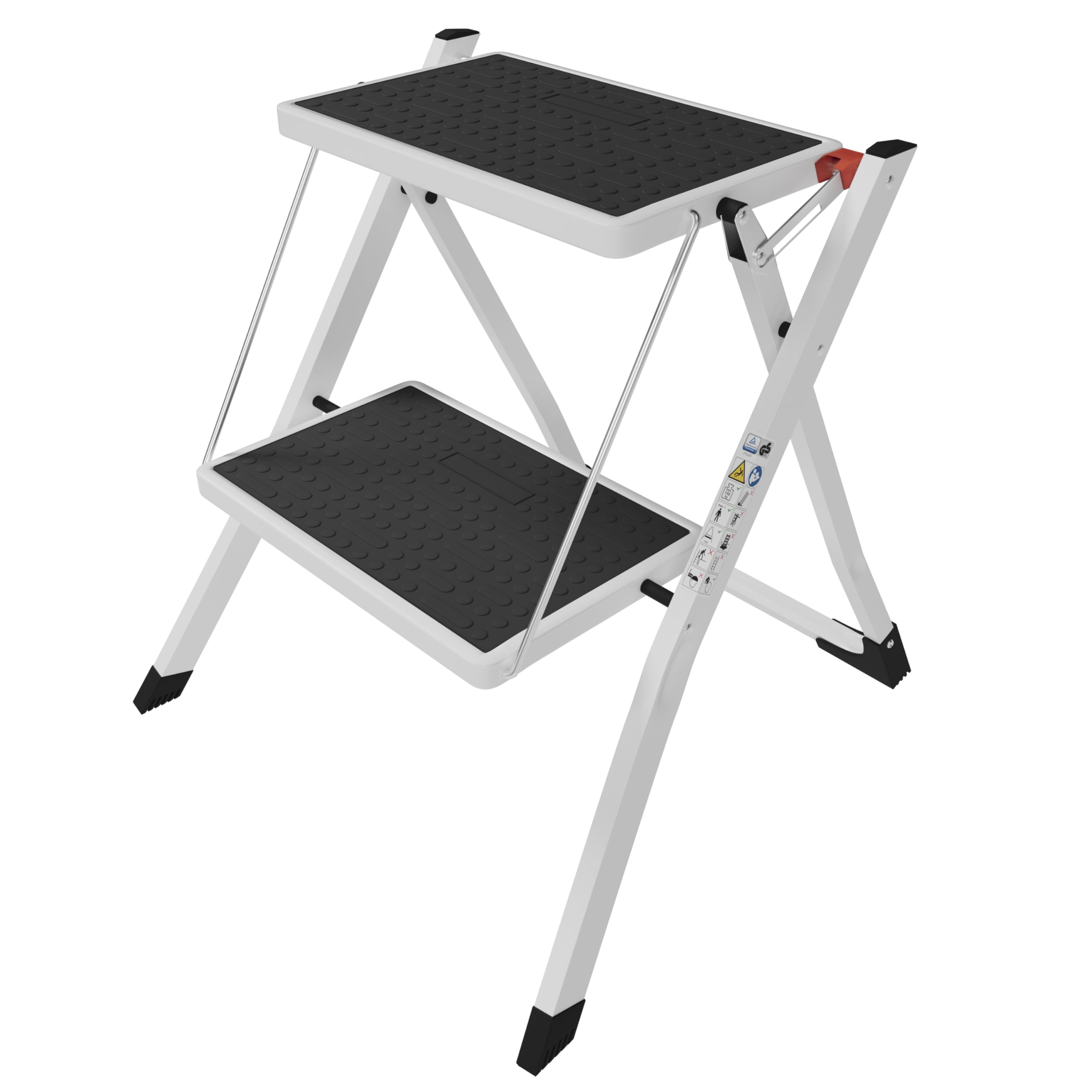 Home Vida 2 Step Ladder Compact, Heavy Duty Steel, Portable Folding, Anti-Slip Mat, Home, Kitchen, DIY, Gardening Step Ladder, 150kg Max Capacity