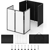 Portable DJ Facade Booth, Foldable DJ Table Stand, 40x20x45" Tabletop, DJ Facade Station for DJ Controller, Mixer &amp; LaptopEvents&amp;Parties &ndash; Includes Carry Bag &amp; Black and White Lighting Scrims