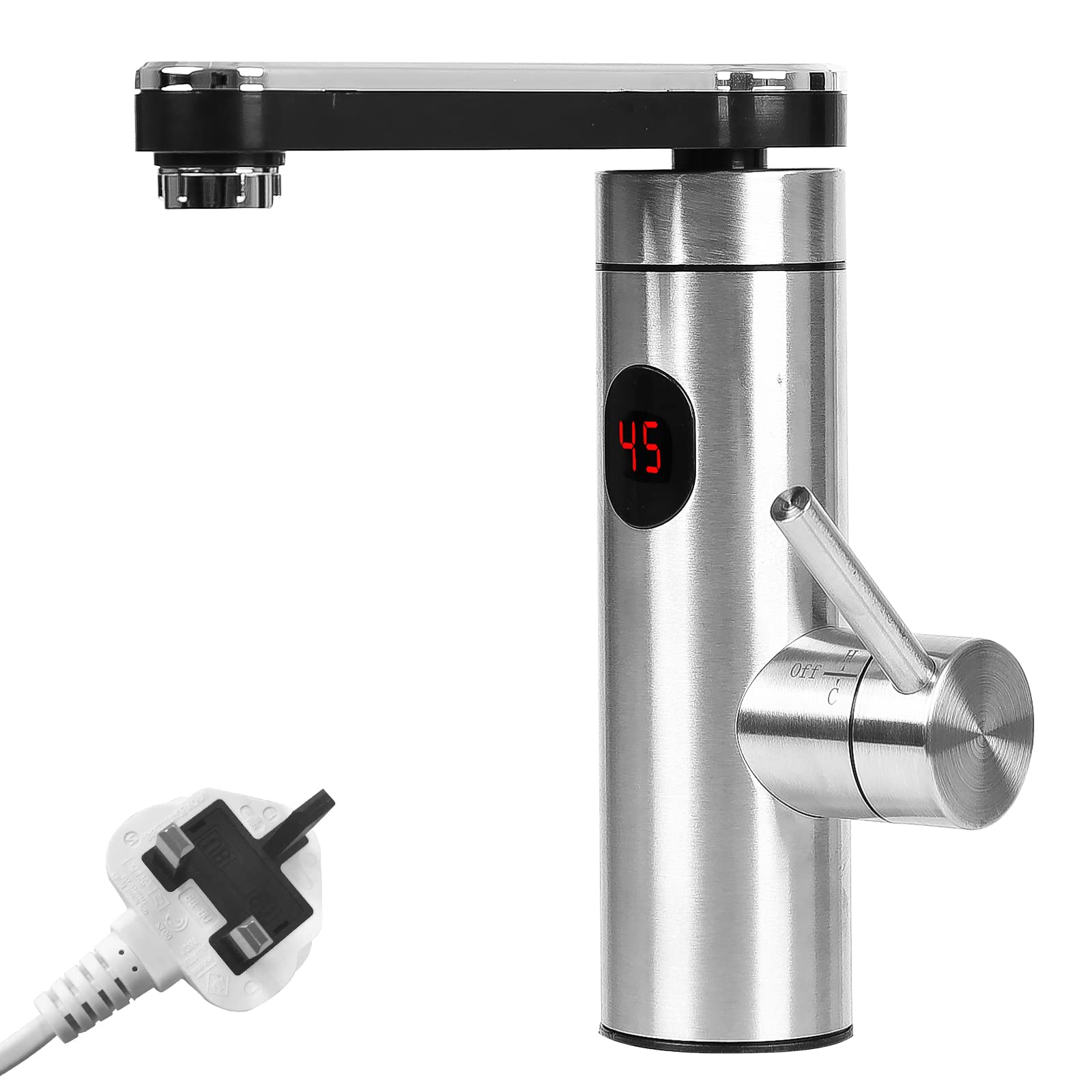 Instant Tankless Electric Hot Water Faucet,WMLBK Instant Water Hot Tap Electric Sink Heating Tap 360° Swivel Kitchen Instant Heating Hot Water Tap with LED Digital Display for Kitchen Bathroom