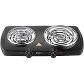MIOAOTCE Double Burner Hot Plate Electric, 1800 Watts Electric Burner with 5.2" &amp; 6" Coiled Element, Adjustable Temperature, for Dorm, Office, Home, Camp, Compatible for All Cookwares