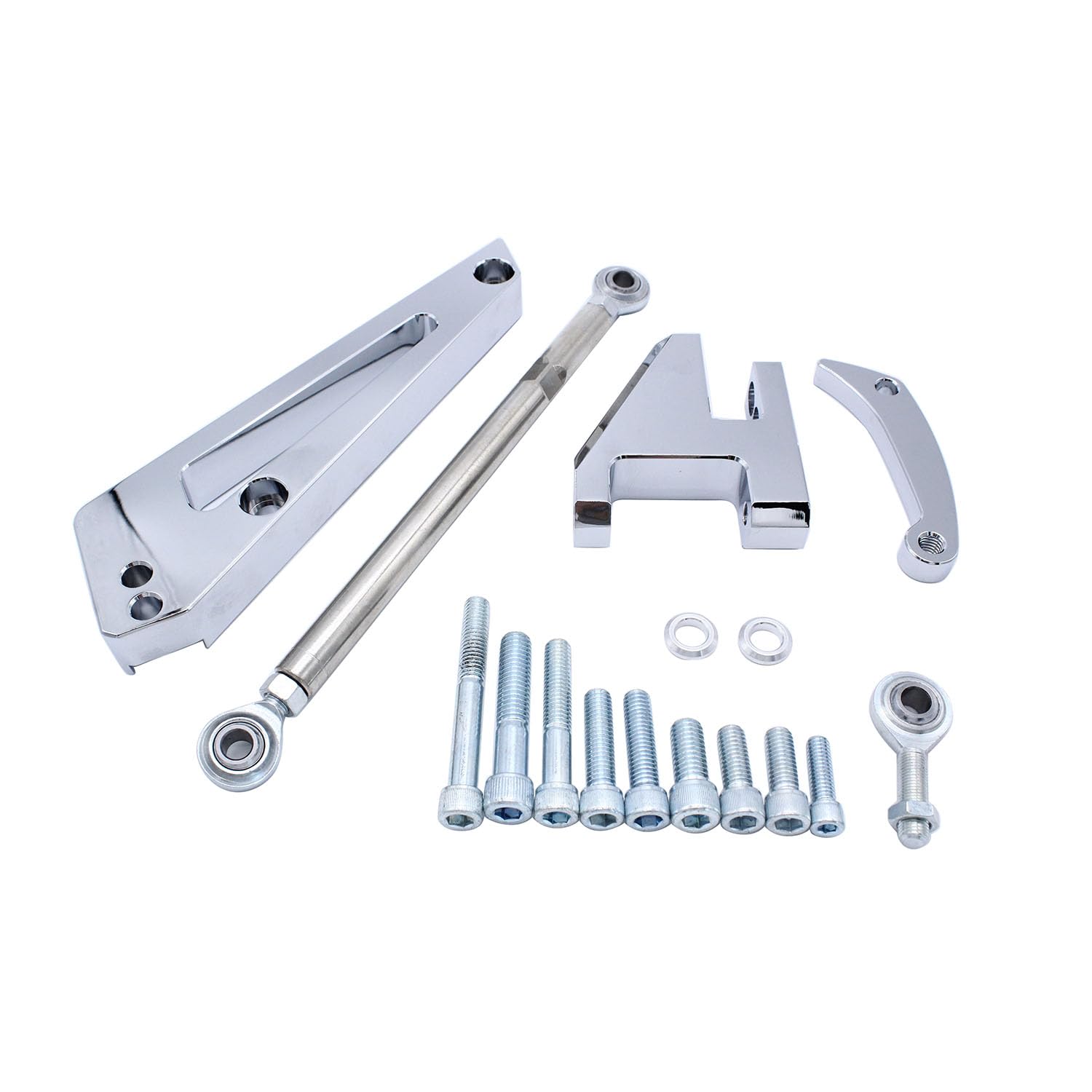 Photo 1 of 1 Set SHLPDFM Chrome Aluminum BBC SWP Alternator Bracket Compatible with Big Block Chevy 396 427 454 Short Water Pump