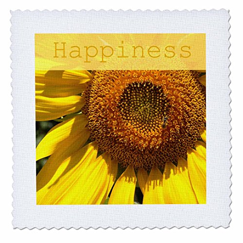 3dRose qs_33800_1 Yellow Happiness Sunflower Flowers Inspirational Photography Quilt Square, 10 by 10-Inch