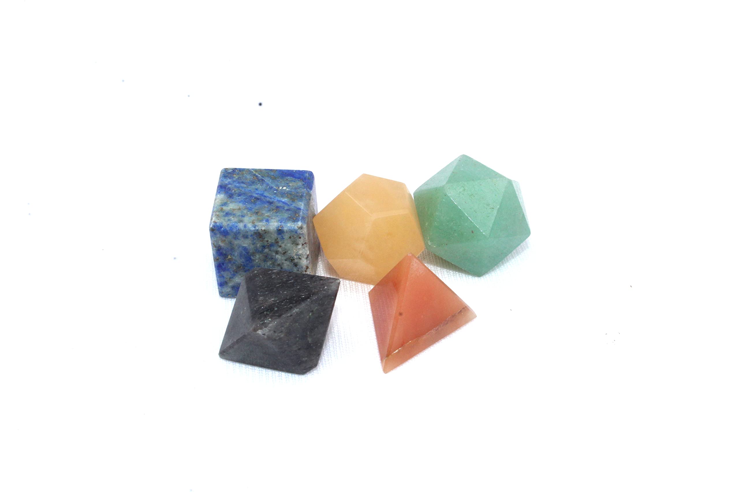 Jet International Chakra Sacred Eometry Sets 5 Multi Color Stone Platonic Solid Top Rade Quality Merkaba Star W/ Velvet Pouch Attractive Cleansing Life Vitality Healing Chakra Balancing Dna Energy